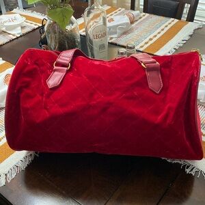 Katy Perry red faux suede tote.